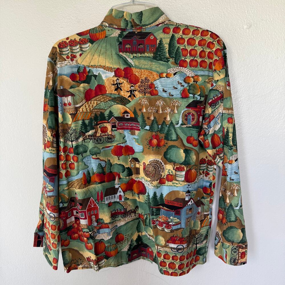 Vintage Just for Fun Size L Fall in the Farm Buttondown Shirt - Picture 5 of 8